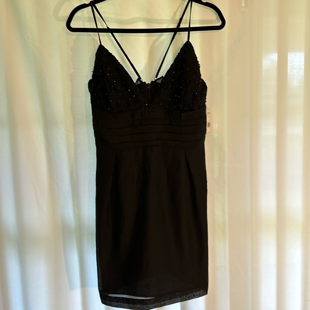 Ladies size 12 Free People black beaded crocheted cocktail dress low low price